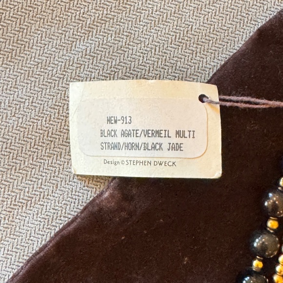 Stephen Dweck Black Agate Vermeil Multi Strand Horn Black Jade Necklace - Picture 2 of 10